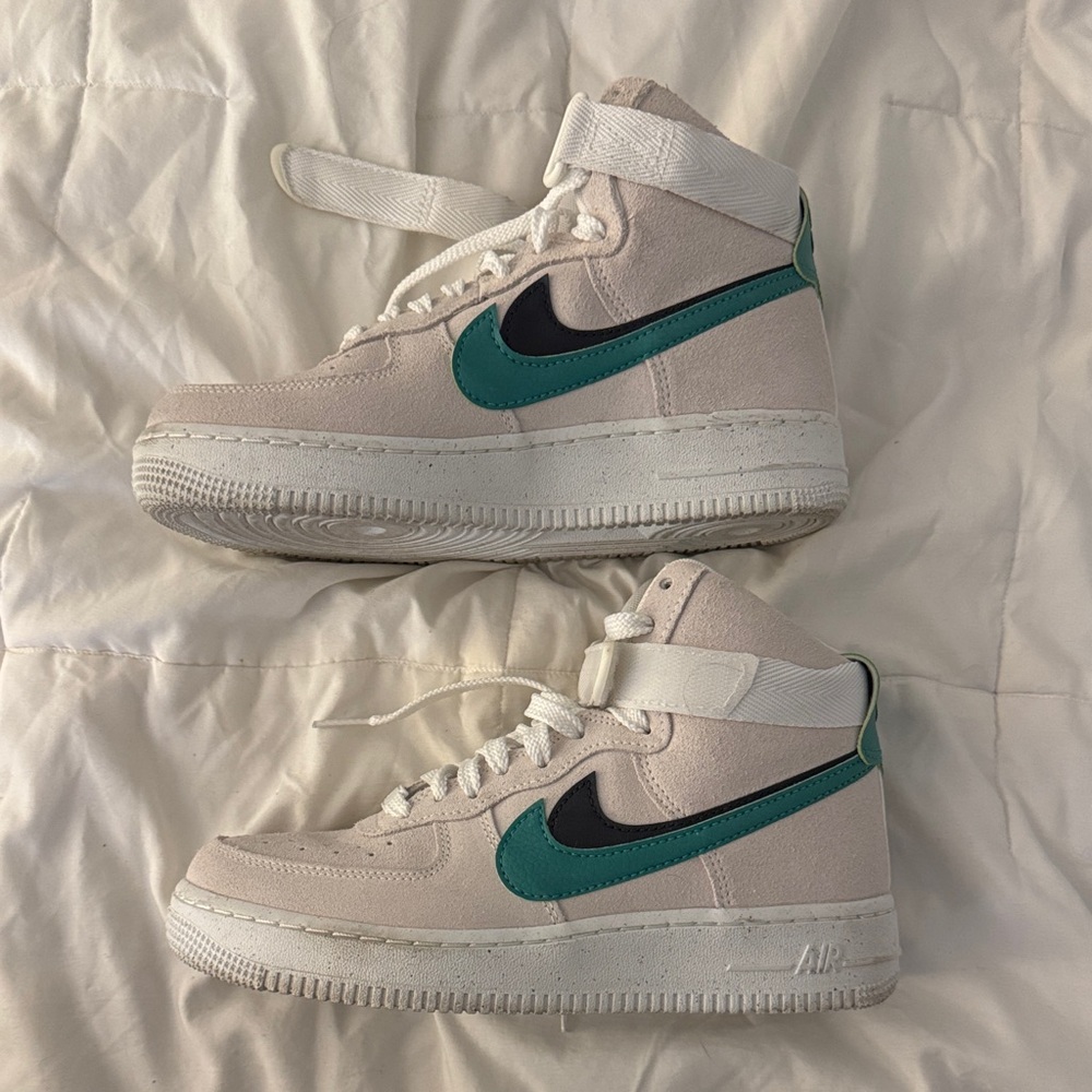 Nike High-Tops with Teal and Navy Accents